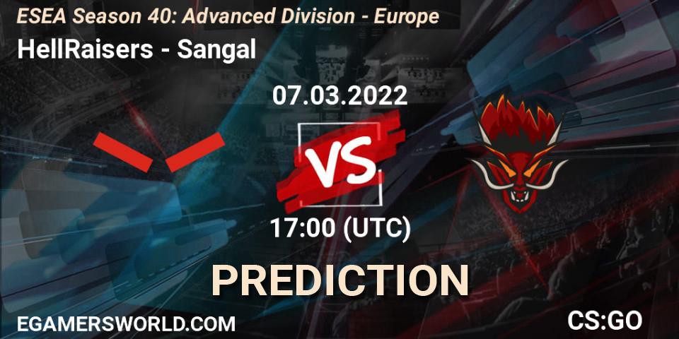 HellRaisers - Sangal: ennuste. 07.03.22, CS2 (CS:GO), ESEA Season 40: Advanced Division - Europe