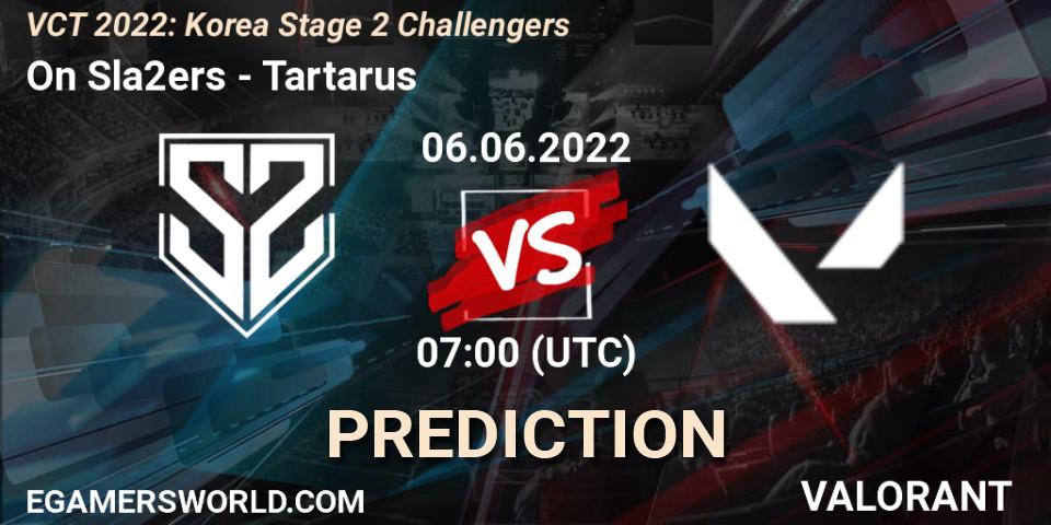 On Sla2ers - Tartarus: ennuste. 06.06.2022 at 07:00, VALORANT, VCT 2022: Korea Stage 2 Challengers