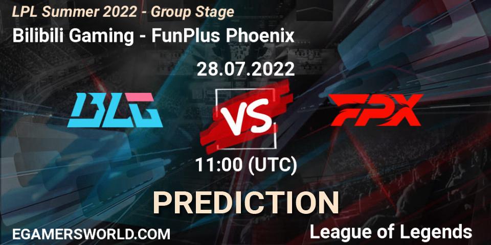 Bilibili Gaming - FunPlus Phoenix: ennuste. 28.07.2022 at 11:45, LoL, LPL Summer 2022 - Group Stage