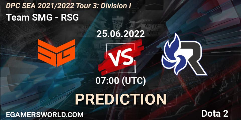 Team SMG - RSG: ennuste. 25.06.2022 at 07:31, Dota 2, DPC SEA 2021/2022 Tour 3: Division I