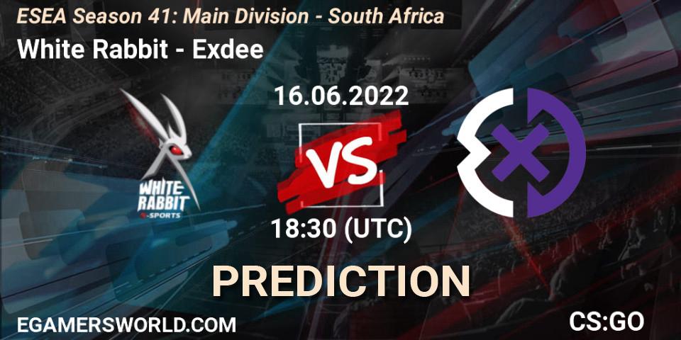 White Rabbit - Exdee: ennuste. 17.06.22, CS2 (CS:GO), ESEA Season 41: Main Division - South Africa