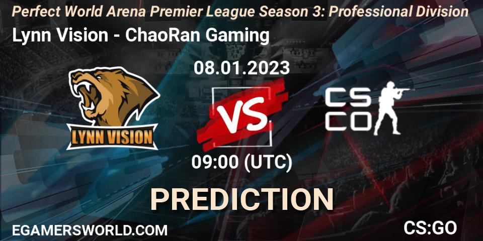 Lynn Vision - ChaoRan Gaming: ennuste. 08.01.2023 at 09:00, Counter-Strike (CS2), Perfect World Arena Premier League Season 3: Professional Division