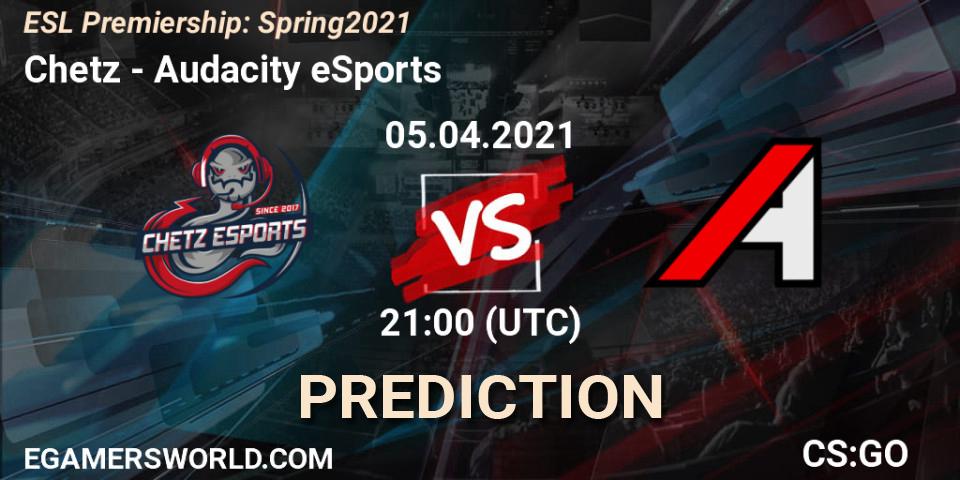 Chetz - Audacity eSports: ennuste. 05.04.2021 at 20:00, Counter-Strike (CS2), ESL Premiership: Spring 2021