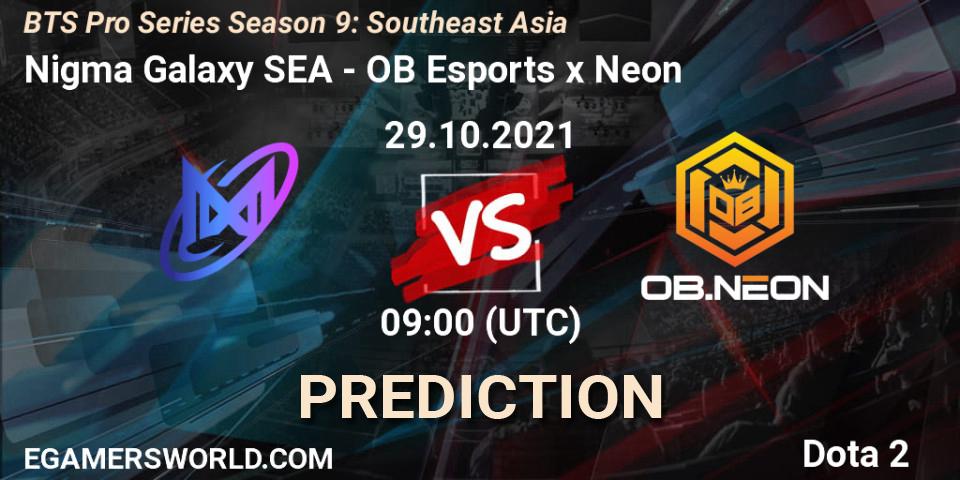 Nigma Galaxy SEA - OB Esports x Neon: ennuste. 29.10.2021 at 09:02, Dota 2, BTS Pro Series Season 9: Southeast Asia
