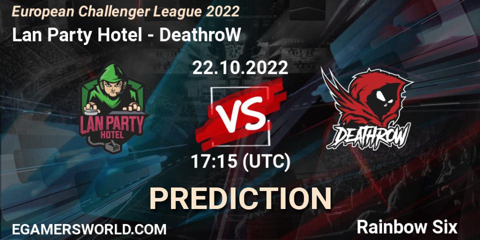 Lan Party Hotel - DeathroW: ennuste. 22.10.2022 at 17:15, Rainbow Six, European Challenger League 2022
