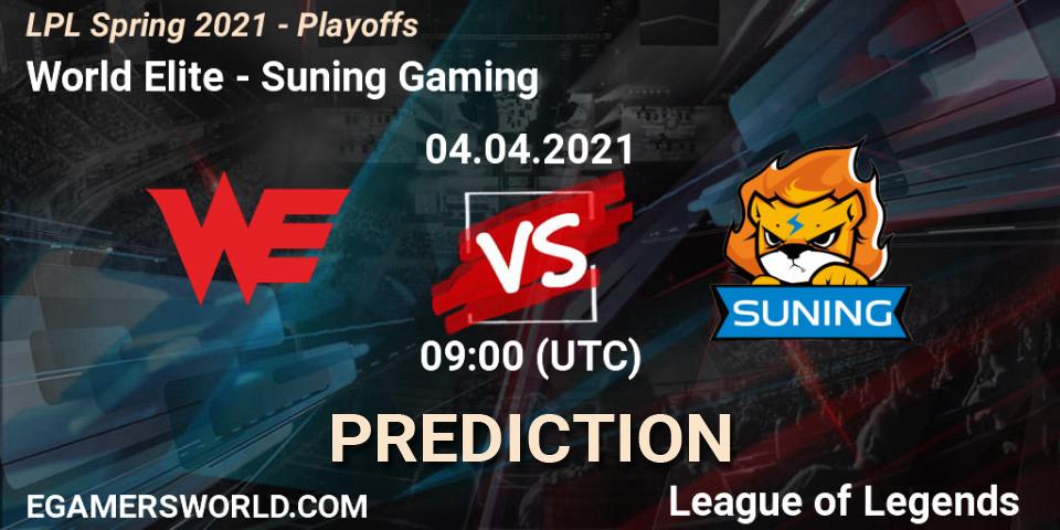 World Elite - Suning Gaming: ennuste. 04.04.2021 at 09:00, LoL, LPL Spring 2021 - Playoffs
