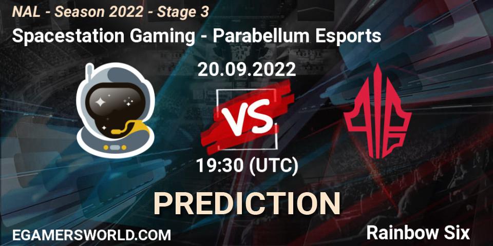 Spacestation Gaming - Parabellum Esports: ennuste. 20.09.2022 at 19:30, Rainbow Six, NAL - Season 2022 - Stage 3