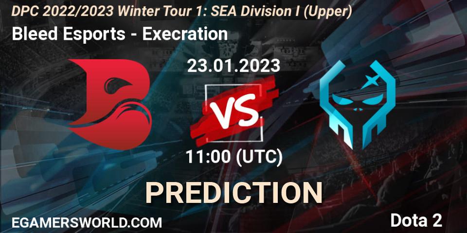 Bleed Esports - Execration: ennuste. 23.01.2023 at 11:25, Dota 2, DPC 2022/2023 Winter Tour 1: SEA Division I (Upper)