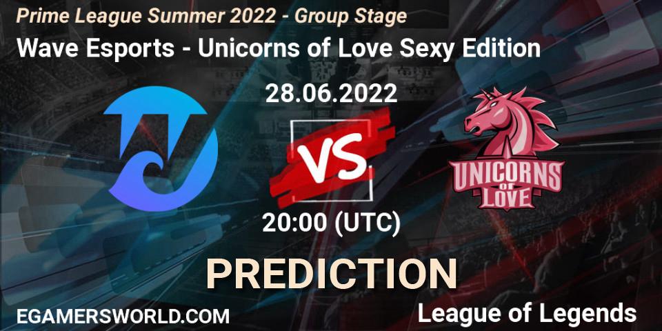 Wave Esports - Unicorns of Love Sexy Edition: ennuste. 28.06.2022 at 17:00, LoL, Prime League Summer 2022 - Group Stage