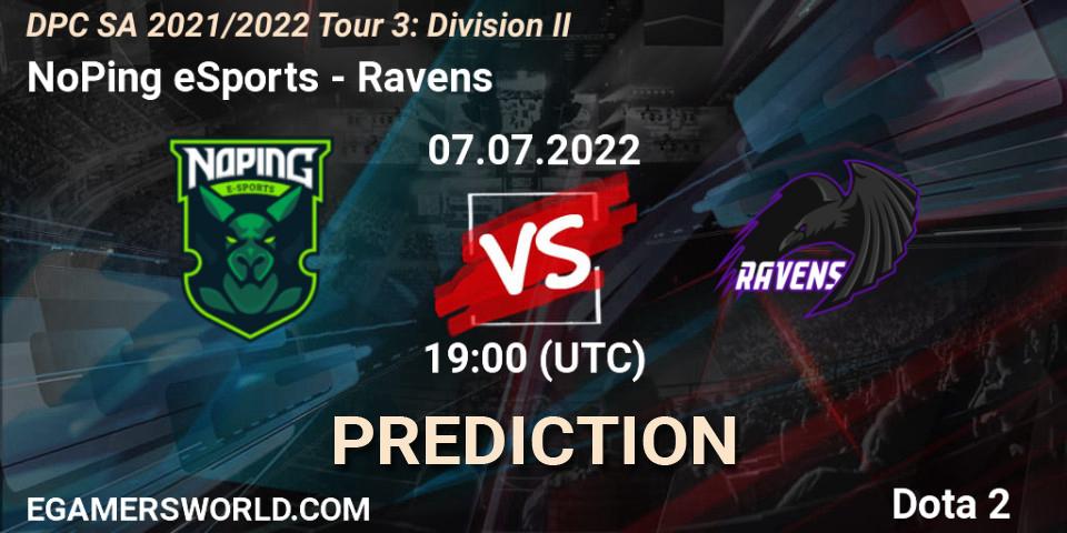 NoPing eSports - Ravens: ennuste. 07.07.2022 at 19:50, Dota 2, DPC SA 2021/2022 Tour 3: Division II
