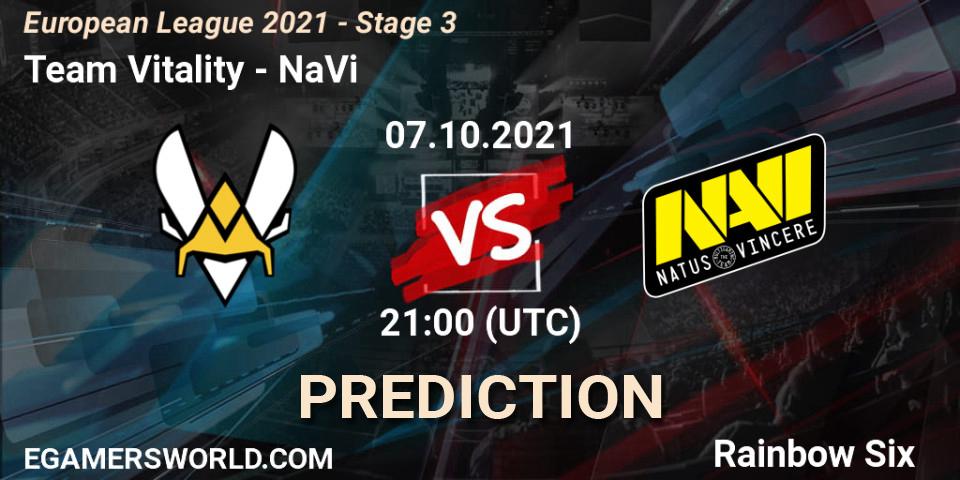 Team Vitality - NaVi: ennuste. 07.10.21, Rainbow Six, European League 2021 - Stage 3