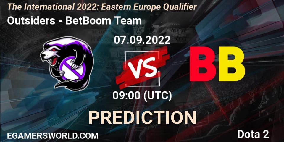 Outsiders - BetBoom Team: ennuste. 07.09.22, Dota 2, The International 2022: Eastern Europe Qualifier