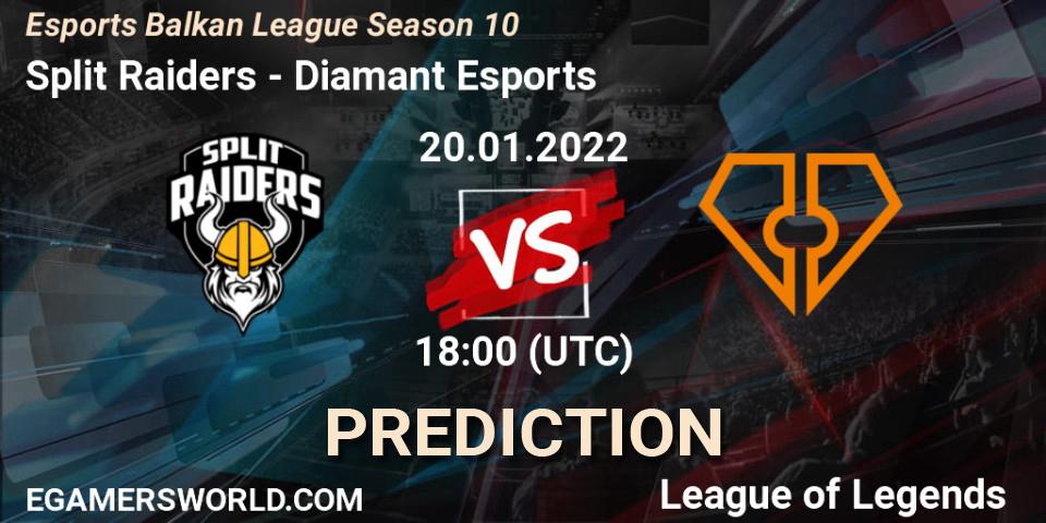 Split Raiders - Diamant Esports: ennuste. 20.01.2022 at 18:00, LoL, Esports Balkan League Season 10