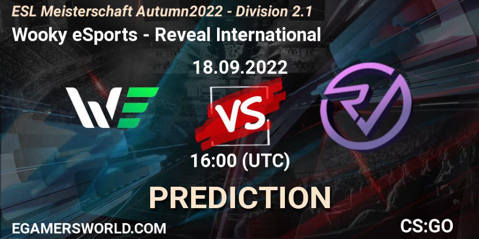 Wooky eSports - Reveal International: ennuste. 18.09.2022 at 16:00, Counter-Strike (CS2), ESL Meisterschaft Autumn 2022 - Division 2.1