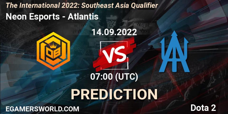 Neon Esports - Atlantis: ennuste. 14.09.22, Dota 2, The International 2022: Southeast Asia Qualifier