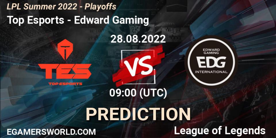 Top Esports - Edward Gaming: ennuste. 28.08.2022 at 09:00, LoL, LPL Summer 2022 - Playoffs