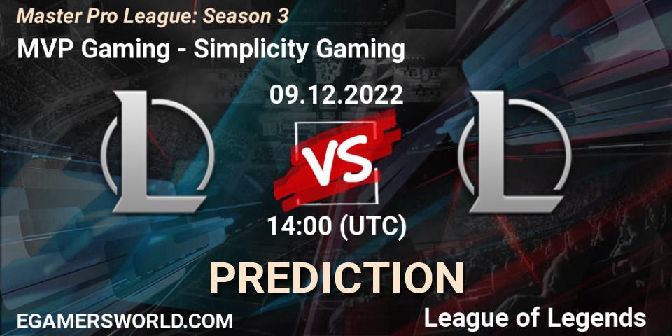 MVP Gaming - Simplicity Gaming: ennuste. 18.12.22, LoL, Master Pro League: Season 3