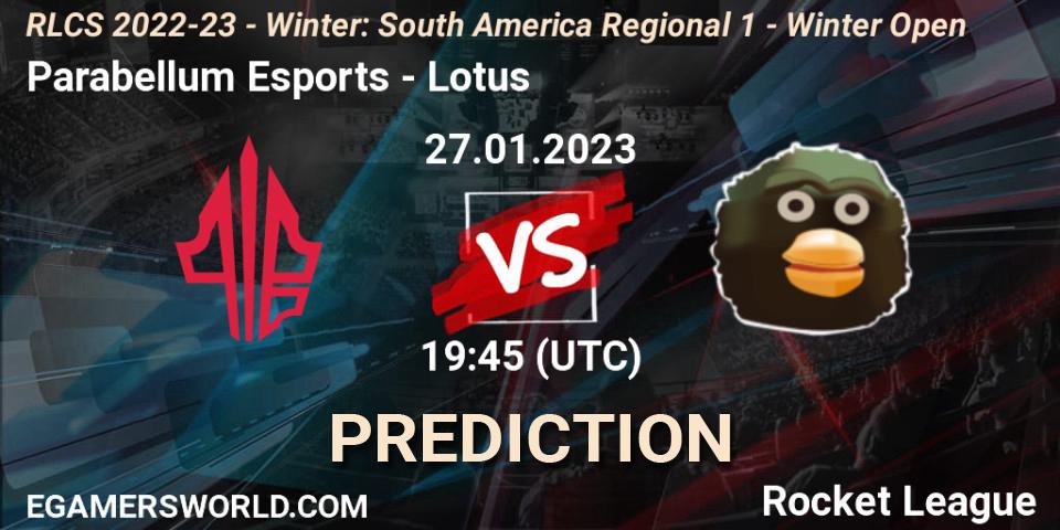 Parabellum Esports - Lotus: ennuste. 27.01.23, Rocket League, RLCS 2022-23 - Winter: South America Regional 1 - Winter Open