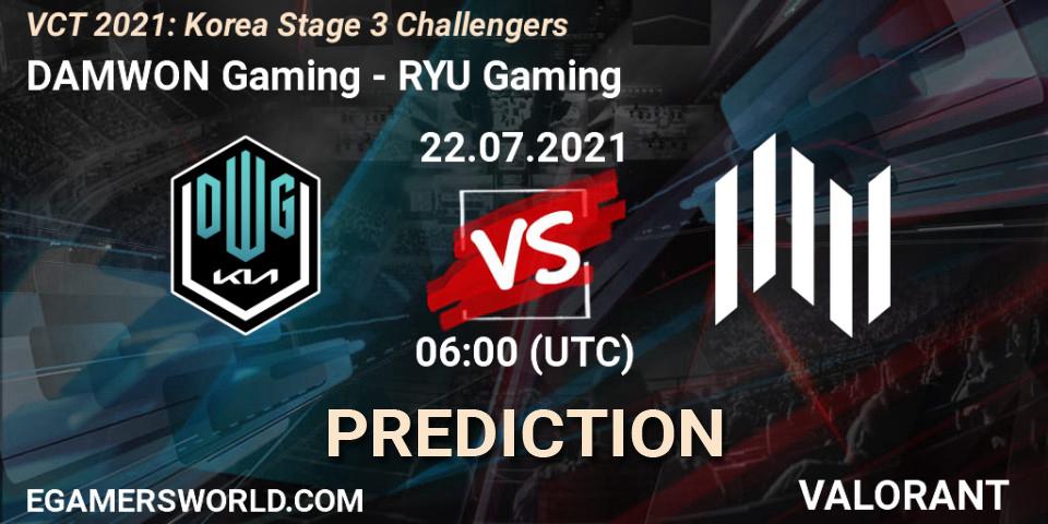 DAMWON Gaming - RYU Gaming: ennuste. 22.07.2021 at 06:00, VALORANT, VCT 2021: Korea Stage 3 Challengers