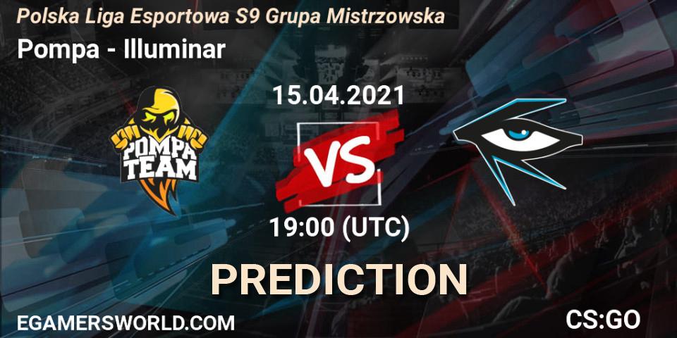 Pompa - Illuminar: ennuste. 15.04.2021 at 19:00, Counter-Strike (CS2), Polska Liga Esportowa S9 Grupa Mistrzowska