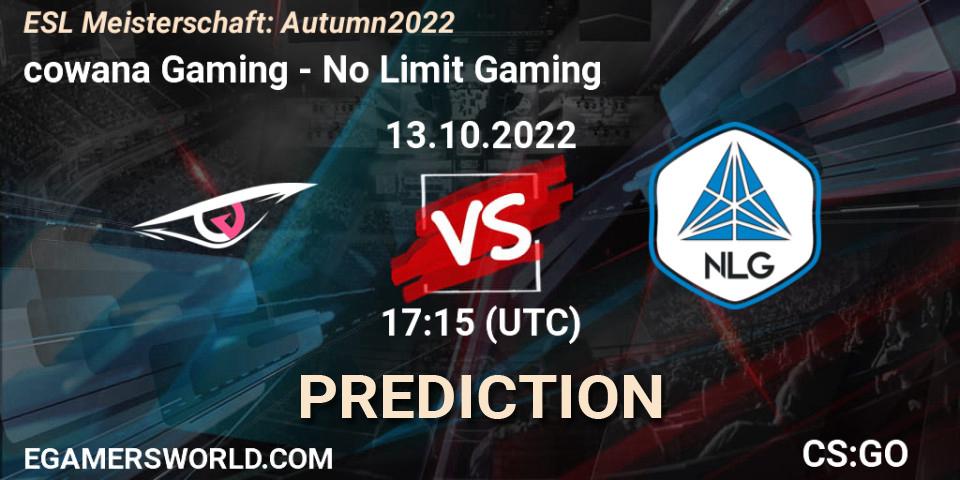 cowana Gaming - No Limit Gaming: ennuste. 13.10.2022 at 17:15, Counter-Strike (CS2), ESL Meisterschaft: Autumn 2022