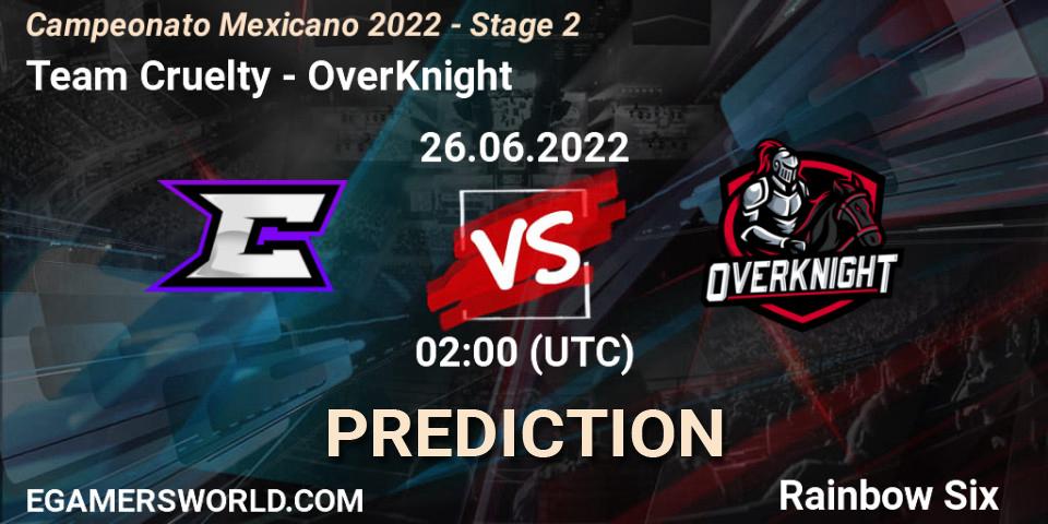 Team Cruelty - OverKnight: ennuste. 26.06.2022 at 02:00, Rainbow Six, Campeonato Mexicano 2022 - Stage 2