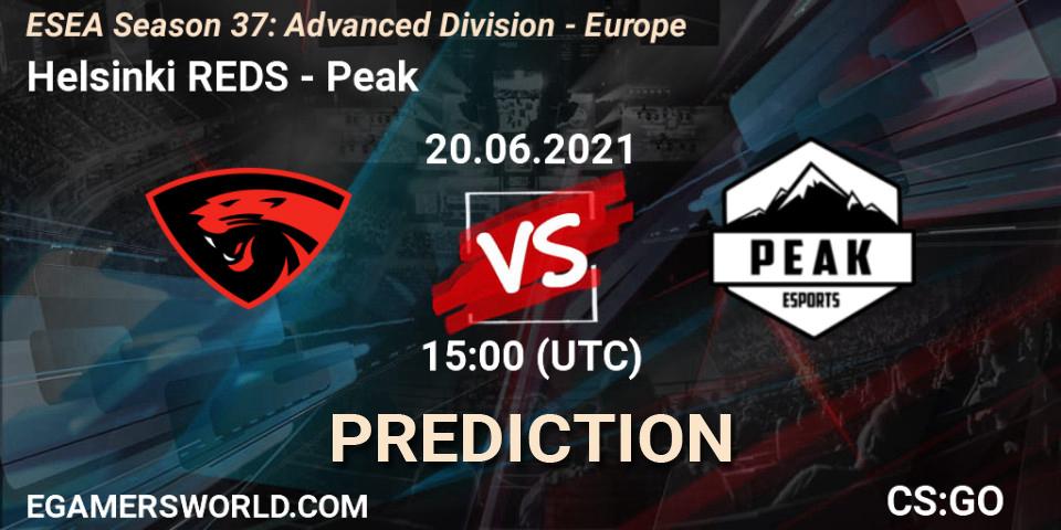 Helsinki REDS - Peak: ennuste. 20.06.2021 at 15:00, Counter-Strike (CS2), ESEA Season 37: Advanced Division - Europe