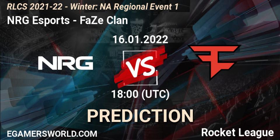 NRG Esports - FaZe Clan: ennuste. 16.01.22, Rocket League, RLCS 2021-22 - Winter: NA Regional Event 1