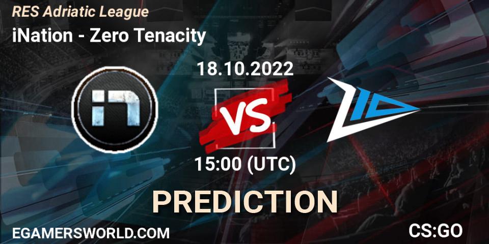 iNation - Zero Tenacity: ennuste. 18.10.2022 at 15:00, Counter-Strike (CS2), RES Adriatic League