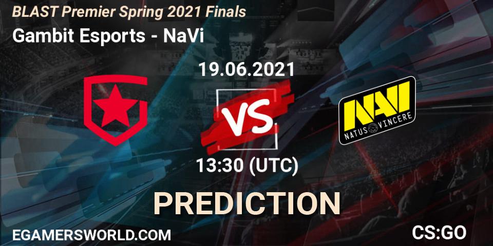Gambit Esports - NaVi: ennuste. 19.06.2021 at 13:30, Counter-Strike (CS2), BLAST Premier Spring 2021 Finals