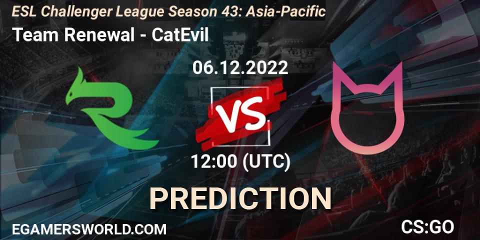 Team Renewal - CatEvil: ennuste. 06.12.2022 at 12:00, Counter-Strike (CS2), ESL Challenger League Season 43: Asia-Pacific