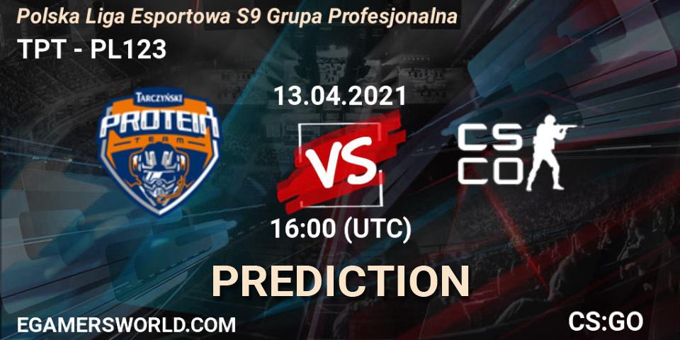 TPT - PL123: ennuste. 13.04.2021 at 16:00, Counter-Strike (CS2), Polska Liga Esportowa S9 Grupa Profesjonalna