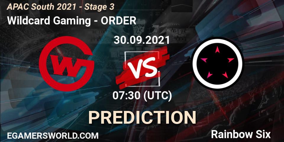 Wildcard Gaming - ORDER: ennuste. 30.09.2021 at 07:30, Rainbow Six, APAC South 2021 - Stage 3