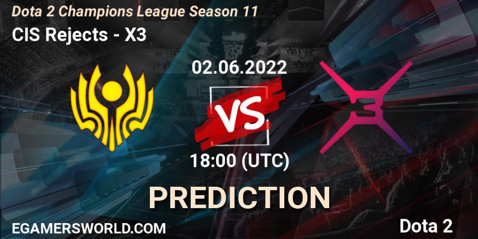 CIS Rejects - X3: ennuste. 02.06.2022 at 18:38, Dota 2, Dota 2 Champions League Season 11