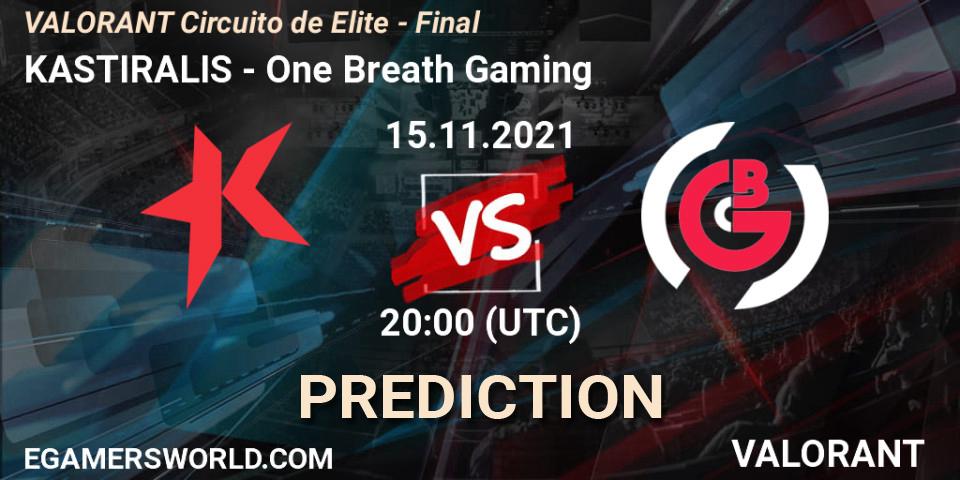 Kafalar Esports - One Breath Gaming: ennuste. 15.11.2021 at 21:00, VALORANT, VALORANT Circuito de Elite - Final