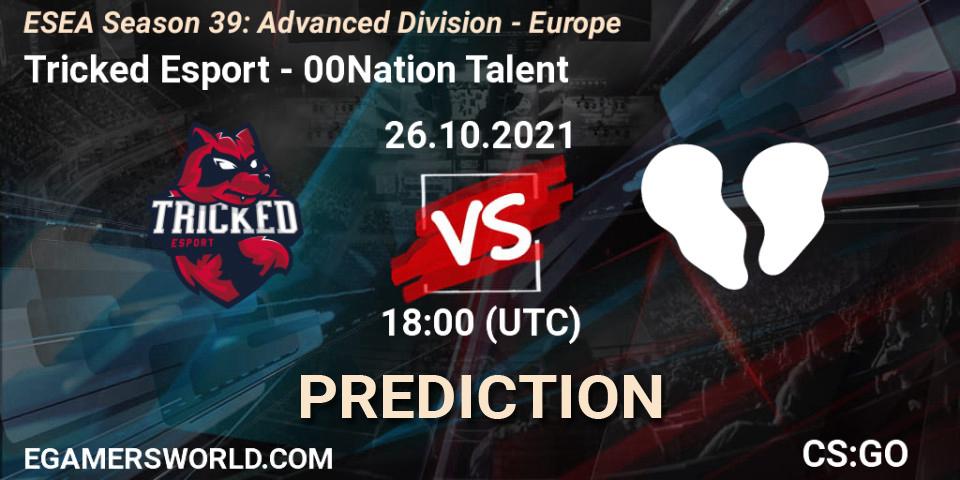 Tricked Esport - 00Nation Talent: ennuste. 26.10.2021 at 18:00, Counter-Strike (CS2), ESEA Season 39: Advanced Division - Europe