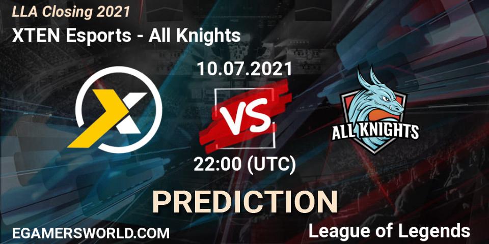 XTEN Esports - All Knights: ennuste. 10.07.2021 at 23:00, LoL, LLA Closing 2021