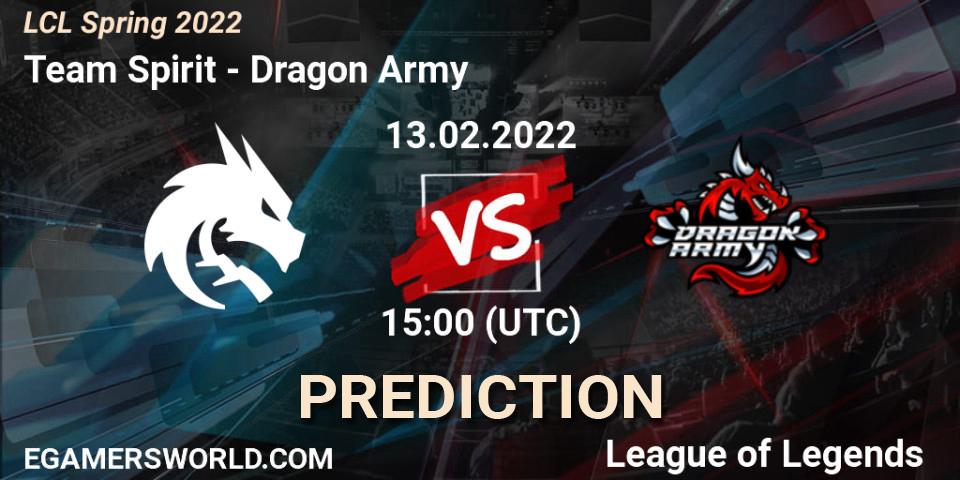 Team Spirit - Dragon Army: ennuste. 13.02.22, LoL, LCL Spring 2022