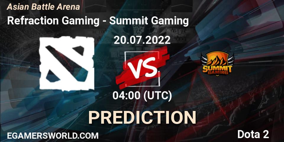 Refraction Gaming - Summit Gaming: ennuste. 20.07.2022 at 04:00, Dota 2, Asian Battle Arena