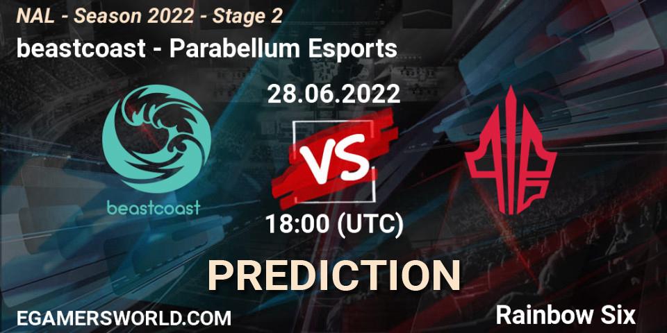 beastcoast - Parabellum Esports: ennuste. 28.06.2022 at 18:00, Rainbow Six, NAL - Season 2022 - Stage 2
