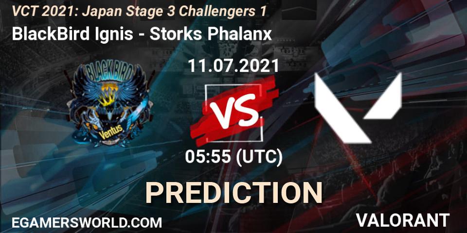BlackBird Ignis - Storks Phalanx: ennuste. 11.07.2021 at 05:55, VALORANT, VCT 2021: Japan Stage 3 Challengers 1