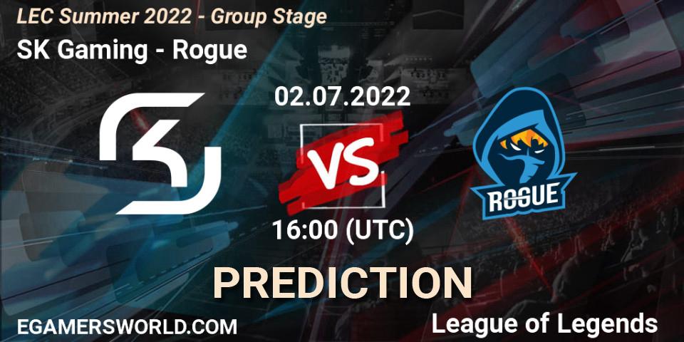 SK Gaming - Rogue: ennuste. 02.07.2022 at 16:00, LoL, LEC Summer 2022 - Group Stage