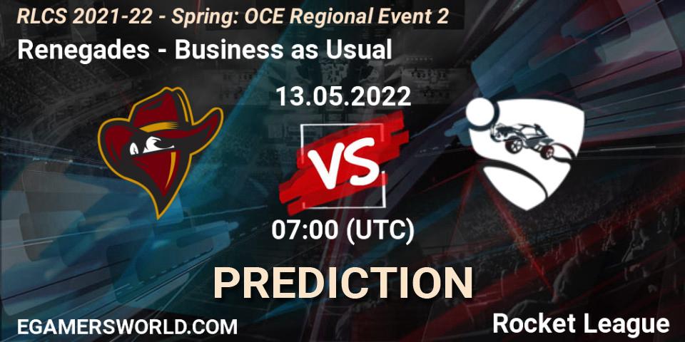 Renegades - Business as Usual: ennuste. 13.05.22, Rocket League, RLCS 2021-22 - Spring: OCE Regional Event 2