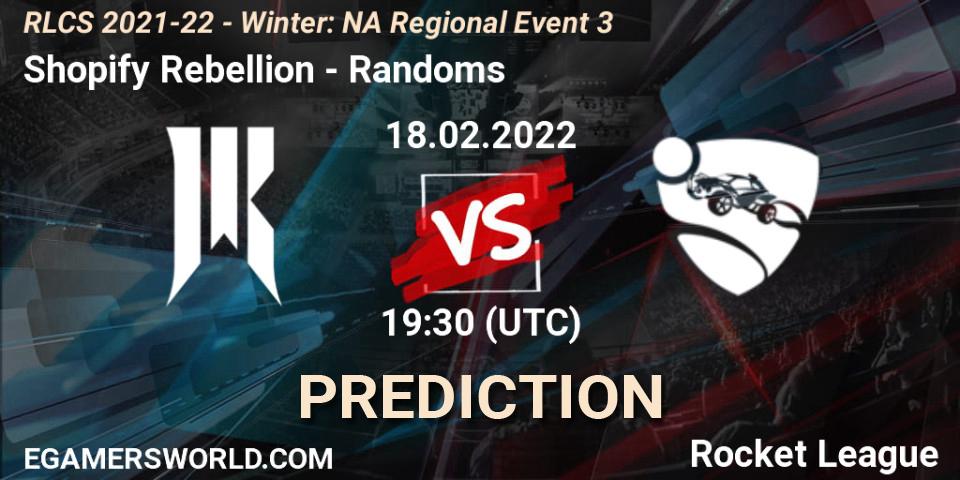 Shopify Rebellion - Randoms: ennuste. 18.02.2022 at 19:30, Rocket League, RLCS 2021-22 - Winter: NA Regional Event 3