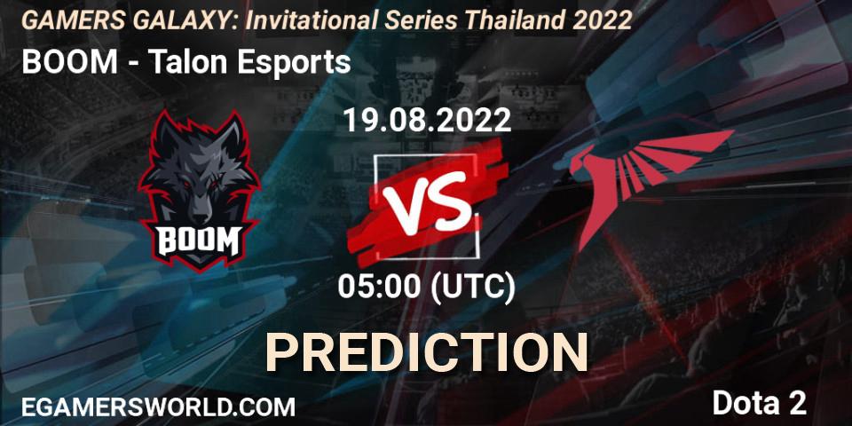 BOOM - Talon Esports: ennuste. 19.08.22, Dota 2, GAMERS GALAXY: Invitational Series Thailand 2022