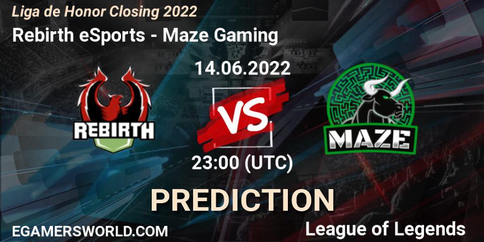 Rebirth eSports - Maze Gaming: ennuste. 14.06.22, LoL, Liga de Honor Closing 2022