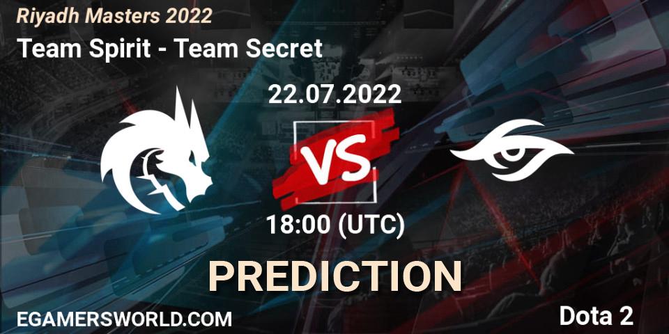 Team Spirit - Team Secret: ennuste. 22.07.2022 at 18:07, Dota 2, Riyadh Masters 2022