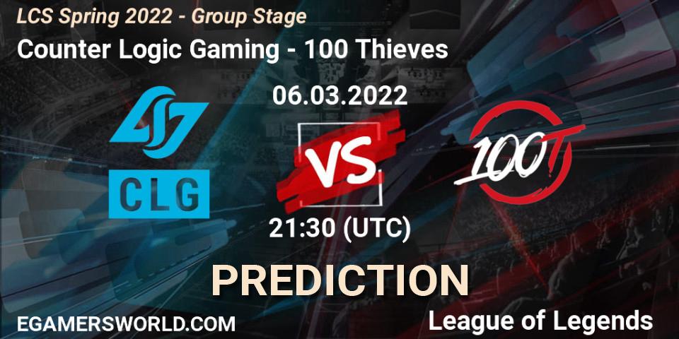 Counter Logic Gaming - 100 Thieves: ennuste. 06.03.22, LoL, LCS Spring 2022 - Group Stage
