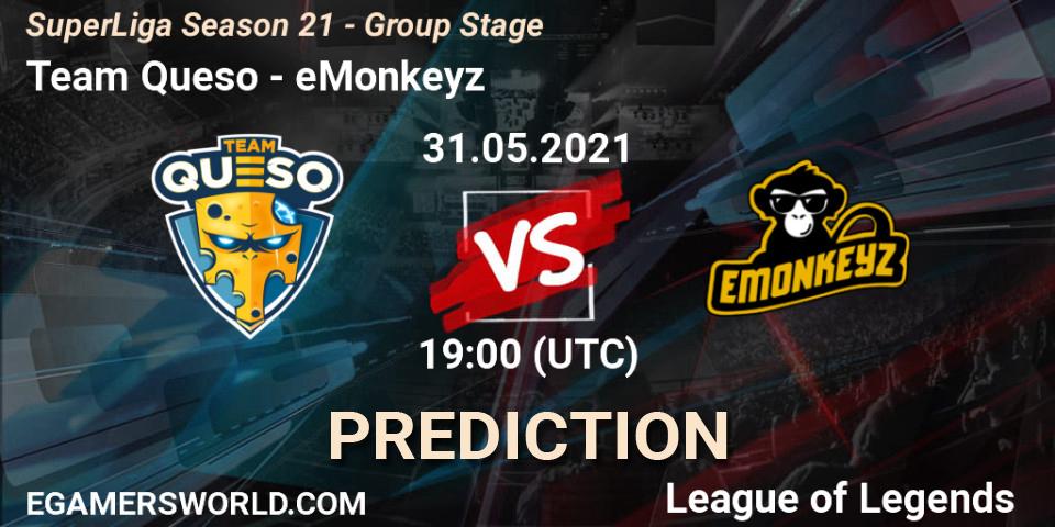 Team Queso - eMonkeyz: ennuste. 31.05.21, LoL, SuperLiga Season 21 - Group Stage 