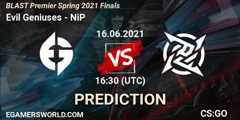 Evil Geniuses - NiP: ennuste. 16.06.21, CS2 (CS:GO), BLAST Premier Spring 2021 Finals